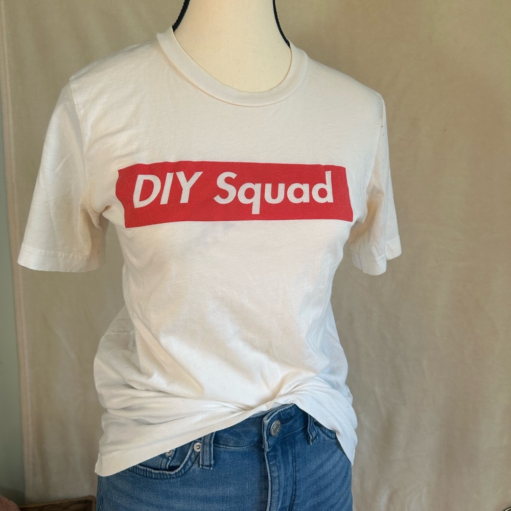 DIY Squad White and Red Women's Short Sleeve Tee